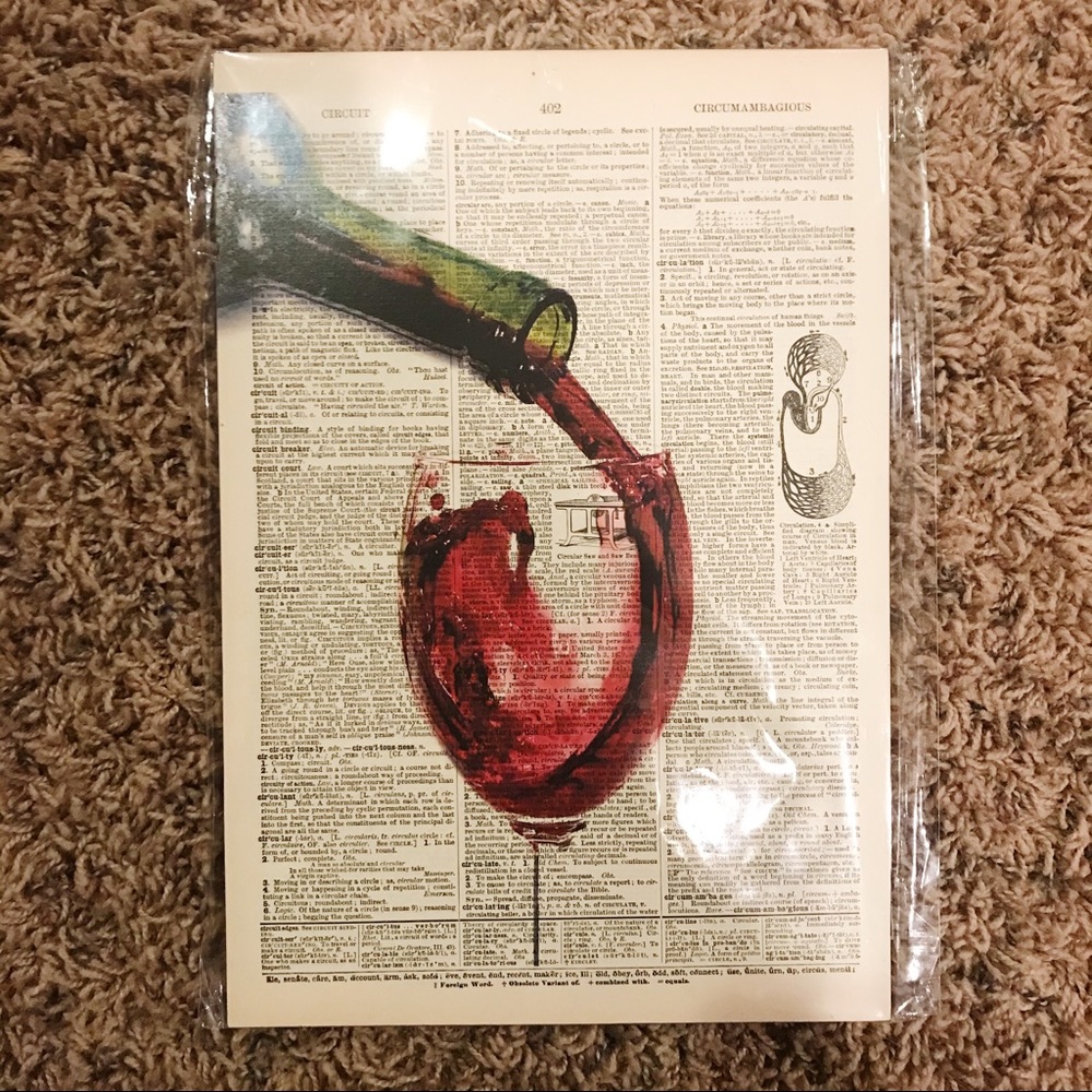Vintage Dictionary Art Wooden Wine Glass Sign